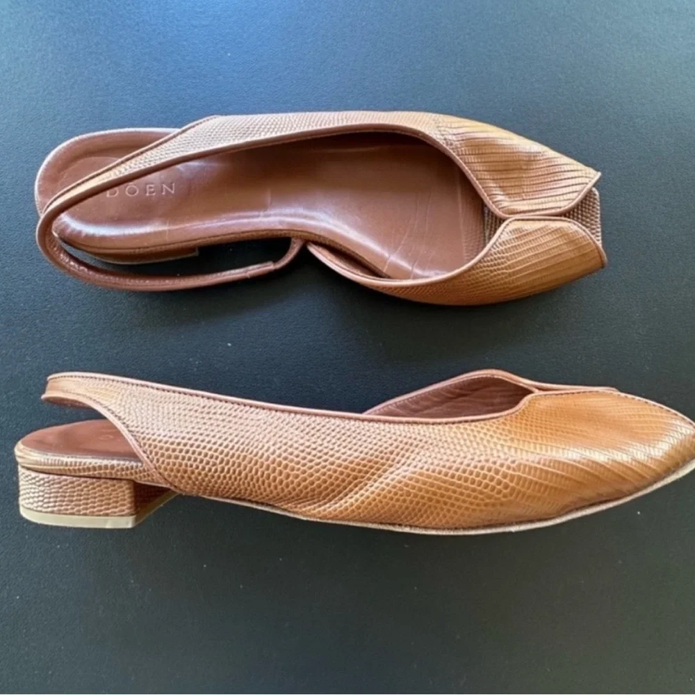 Doen Chloe Slingback in Oak Faux Lizard Leather Size 41 Euro - Picture 7 of 9